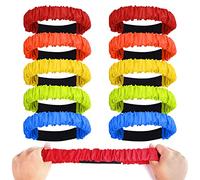AIEX 10 Piezas Bandas de Carreras de 3 Patas para Adultos Niños, Coloridas Bandas de Carreras con Patas Elástica con Adhesivos Mágicos para Juegos de Carreras de Relevos Juegos de Equipo (5 Colores)