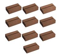 AIEX 10 Piezas Tarjetero de Madera, Porta Carteles Madera Liso Rústica para Carteles de Números de Mesa Bodas Cenas Fiestas Eventos Decoración (Color Nogal, 7.6x4x2 cm)