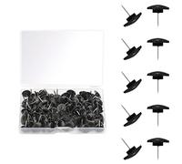 AIEX 100 piezas de 12 mm chinches de plástico, pequeños chinches de papel con punta de acero inoxidable, tachuelas decorativas para pizarra de corcho, pizarra de exhibición (negro)