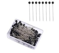 AIEX 100 Piezas de alfileres de Costura de 4 cm, Cabeza de Bola de plástico, alfileres de Costura Rectos para decoración de Joyas de costurera, artesanía y proyectos de Costura (Negros)