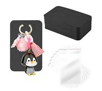 AIEX 100 Piezas Tarjetas de Exhibición Llaveros con 100 Piezas Bolsas Autosellantes Soporte Negra Tarjetas de Exhibición de Pendientes Joyería para Embalaje Venta (7,5x12cm)