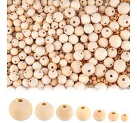 AIEX 1000 Piezas Cuentas de Madera - Bolas Madera para Manualidades DIY, Guirnalda de Pulsera, Hecha a Mano - 7 tamaños (6mm/8mm/10mm/12 mm/14mm/16mm/20mm)