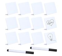 AIEX 12 piezas 100x75 mm Pizarras Pequeñas de Tiza, Mini Pizarras con 2 Rotuladores Borrables, Letreros de Pizarra para Fiesta Buffet Boda Cumpleaños Baby Shower (Blanco)