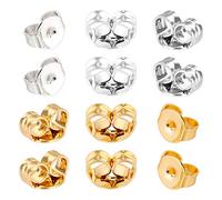 AIEX 12 Piezas / 6 Pares Tuercas Pendientes 925 Plata Esterlina Oro de 14 k Reemplazo Seguro de Bloqueo de Oreja para Aretes Fabricación de Joyas - Plata, Oro, 6×5 mm