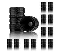 AIEX 12 Piezas Tapones Rueda Coche, Tapones Coche de Aluminio Tapas de Neumáticos a Prueba de Aire Tapones Valvula Tapas de Vástago de Válvula para SUV Camiones Motocicletas Bicicletas (Negro)