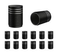 AIEX 12 Piezas Tapones Valvula Coche, Aleación de Aluminio Servicio Pesado Tapas de Vástago Tapas para Válvulas Sello a Prueba Aire para Automóviles SUV Camiones Motocicletas Bicicletas (Negro)