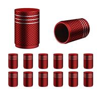 AIEX 12 Piezas Tapones Valvula Coche, Aleación de Aluminio Servicio Pesado Tapas de Vástago Tapas para Válvulas Sello a Prueba Aire para Automóviles SUV Camiones Motocicletas Bicicletas (Rojo)