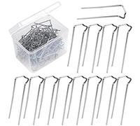 AIEX 120pez 4,5cm Alfileres Florales, Alfileres Verdes Grapas en Forma de u Pin Planta Alfileres de Helecho Floral con Caja de Almacenamiento para Paja Corona Proyecto de Manualidades (Plateado)