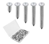 AIEX 125 Piezas Tornillos Blancos Cabeza Plana, Tornillos Autorroscantes Tornillos Autorroscantes Metal para Reemplazo de Cubiertas de Interruptores de Placas de Pared