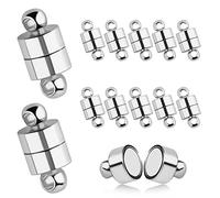 AIEX 12pez. Cierres de Pulseras, Cierres de Collares Cierres Magnéticos para Collares con Hebilla Redonda, Cierres Collares Bisuteria para Hacer Collares de Joyería (Plateado)