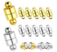 AIEX 12pez. Cierres de Pulseras, Cierres de Collares Cierres Magnéticos para Collares con Hebilla Redonda, Cierres Collares Bisuteria para Hacer Collares de Joyería (Dorado, Plateado)