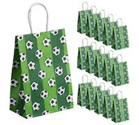 AIEX 16 Piezas Bolsas de Papel de Fútbol, Bolsas de Fiesta Temáticas de Fútbol con Asas Bolsas de Golosinas de Fútbol para Niños y Adultos Suministros para Fiestas de Cumpleaños(Verde Oscuro)