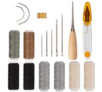 AIEX 18 piezas herramienta de cuero agujas de coser para reparación de cuero para tapicería de cuero, alfombra, lona, accesorios de costura
