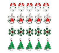 AIEX 20 piezas Colgantes Abalorios Manualidades, Encantos para Pulseras Colgantes Navideños Arbol Abalorios de Esmalte de Colores Amuletos Navideños para Hacer Joyas Aretes Collares Pulseras
