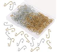 AIEX 200 piezas Ganchos de Árbol de Navidad para Bolas de Navidad Forma de S con Caja de Almacenamiento para la Decoración del Árbol de Navidad (Plata y Oro)