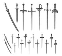 AIEX 21 Piezas 7 Tipos Marcapaginas Libro Metal, Vintage Marcapaginas Libro Colgantes Mini Marcadores de Cuchillo Largo Marcador Daga Suministros Manualidades para Amantes de Libros (Plata)