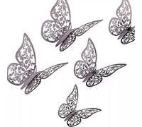 AIEX - 24 adornos decorativos para mariposas 3D con 3 tamaños diferentes (gris oscuro)