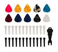 AIEX 24 Piezas Clavijas De Puente De Guitarra 10 Piezas De Celuloide Extractor De Una Clavija Kit De Accesorios De Guitarra Para Reemplazo De Kits Parciales De Guitarra