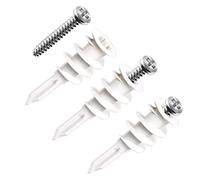 AIEX 25 Juegos Autoperforantes Anclajes y Tornillos para Paneles de Yeso, Plástico Kit de Tornillos de Anclajes para Paneles de Yeso para Cortinas Colgantes Pared Gabinetes Fotos Marco (50 Piezas)