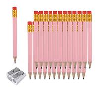 AIEX 25 Piezas Lápices con Goma de Borrar, 4 Pulgadas/10 cm Mini Lápices Hb Lápices de Golf Hexagonales con 1 Sacapuntas para Niños Escuela Oficina Baby Shower Boda (Rosado)