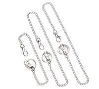 AIEX 3 Piezas Cadenas para Pantalones, Cadena de Billetera, Llavero de Plata con Dos Cierres de Langosta y Dos Llaveros para Jeans, Jantalones, Bolsos (32 cm, 48 cm, 52 cm)