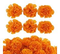 AIEX 30 Piezas Cabezas de Flores de Caléndula, Cabezas de Flores Artificiales Cabezas de Hortensias Naranjas para Fiesta de Halloween Coronas Manualidades de Bricolaje