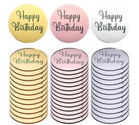 AIEX 33 piezas Decoración de Feliz Cumpleaños, Happy Birthday Topper Decoración Acrílica de Espejo para Cupcakes Feliz Cumpleaños Topper Topper Tarta Cumpleaños (Oro, Plata y Oro Rosa, Redondo)