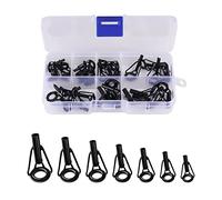 AIEX 35 Piezas guía de caña de Pescar, Acero Inoxidable, Kit de reparación de caña de Pescar con Caja de separación de plástico, reparación de Anillos de caña de Pescar para caña de Agua Salada de