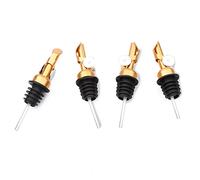 AIEX 4 Piezas de Vertedor de Acero Inoxidable, Liquor Pourer Cubierta de Boquilla Dispensadora con Tapa para Botellas de Vinagre Balsámico de Aceite de Licor (Oro)