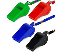 AIEX 4 Piezas silbatos de plástico, Silbato con cordón Silbato Fuerte para emergencias de Supervivencia Maestro de Entrenador de Entrenamiento de Perro (Negro, Azul, Rojo y Verde)