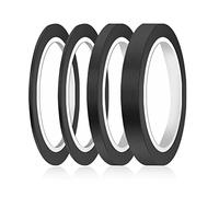 AIEX 4 Rollos Fine Line Tape, 3/6/12,6mm Adhesiva Cinta de Carrocero Cinta Pintor de Colores Cinta Enmascarar para Modelismo Coche Manualidades y Artes Decoración Escuela Oficina (Negro)