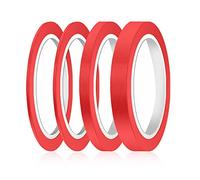 AIEX 4 Rollos Fine Line Tape, 3/6/12,6mm Adhesiva Cinta de Carrocero Cinta Pintor de Colores Cinta Enmascarar para Modelismo Coche Manualidades y Artes Decoración Escuela Oficina (Rojo)