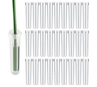 AIEX 48 Tubos Reutilizables de plástico con tapón de Silicona para Plantas de Flores, 7,2 x 1,8 cm (Transparente)