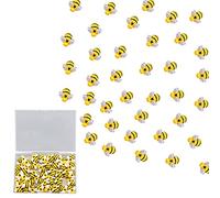 AIEX 50 Piezas De Mini Adorno De Abejas De Resina con Espalda Plana Adorno En Forma De Abejorro con Caja De Almacenamiento para Manualidades Decoración del Hogar, Fiestas (1.9cm)