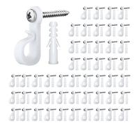 AIEX 50 Piezas Ganchos para Poner Luces Exterior, Resistente Ganchos para Luces Exterior de Navidad Ganchos de Tornillo Blancos para Luces Colgantes Patio Jardín al Aire Libre(Blanco)