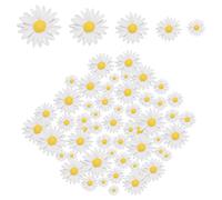 AIEX 50 piezas Margaritas de Resina, Flor Margarita Plana Mini Flor Margarita Margaritas Resina Margaritas Decorativas para Manualidades Decoración de Bricolaje (5 Tamaños, Blanco y Amarillo)