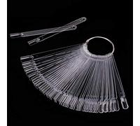 AIEX 50 Piezas Transparentes Varillas para Muestras de Uñas con Anillo, Varillas de Exhibición de Puntas de Decoración de Uñas en Forma de Abanico, Varillas de Muestra de Uñas Postizas