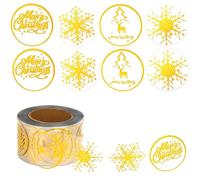 AIEX 500 Piezas 3,8cm Pegatinas para Navidad, Autoadhesivas Pegatinas de Sobres Decorativas de Regalos Etiquetas Redondas de Navidad para Decoración de Fiestas (Dorado, 4 Patrones)