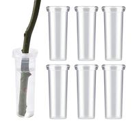 AIEX 6 Piezas Tubos de Agua de Flores con Tapa, 10,8x3,6 cm Tubos de Plástico para Flores, Tubos de Ensayo para Flores Tubos para Flores Frescas Arreglo de Corte de Algodoncillo (Transparente)