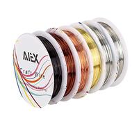 AIEX 6 Rollos 26 Calibre Alambre de Hierro Cable Metálico Joyería de Cobre para Artesanía, Rebordear Suministros de Fabricación de Joyería