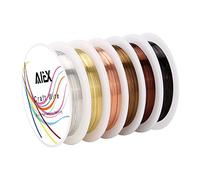 AIEX 6 Rollos Alambre de joyería de cobre desnudo resistente al empañamiento para suministros de fabricación de joyas de perlas artesanales (0,3 mm)