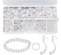 AIEX 700pcs Kit de Cuentas de Cristal Venta Al Por Mayor Vidrio Colores Surtidos Briolette Rondelle Facetado para Hacer Joyas Fabricación De Joyas, 6 mm (Transparente)