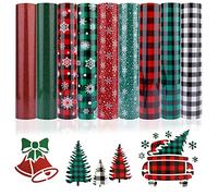 AIEX 9 hojas Vinilo de Transferencia de Calor, 30,5 x 25,4 cm Navidad Vinilo de Transferencia Calor Paquete de Vinilo de Transferencia Calor de Cuadros de búfalo para Tela Camiseta Silueta Camafeo