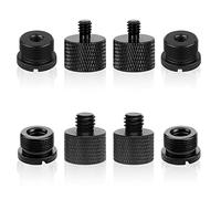 AIEX - Adaptador de rosca micro (8 unidades, adaptador de rosca de micrófono, 5/8 hembra a 3/8 macho, 3/8 hembra a 5/8 macho, 5/8 hembra a 1/4 macho y 1/4 hembra a 5/8 macho (Negro)