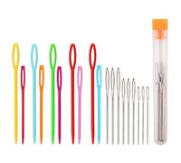 AIEX - Agujas de Coser de Plástico y 9 Agujas de Ojos Grandes - Hilo de Seguridad Colorido Cordones de Agujas de Coser para Proyectos de Agujas Artesanas para Niños