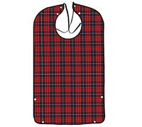 AIEX - Baberos impermeables para adultos, baberos para ropa lavable a máquina con recogedor de migas, para hombres mayores y mujeres (rojo + negro)