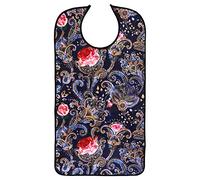AIEX Baberos para adultos, baberos impermeables, protectores de ropa lavable a máquina con recogedor de migas para mujeres mayores (estampado floral)