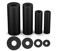 AIEX Juego de 200 arandelas planas, 10/12/16/20 mm, arandelas de goma sanitarias para reparación de grifos, arandelas de goma para baño, cocina, electrodomésticos (negro)