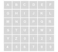 AIEX - Plantillas de letras y números, 36 unidades, 2,5 cm, reutilizables, alfabetos, número de modelos, de plástico, plantillas de letras alfabeto para panel de madera, pastel, pintura