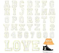 AIFUDA - 36 parches de felpilla, 26 letras de A a Z y 10 números del 0 al 9, para bricolaje, ropa, tela, zapatos, bolsas